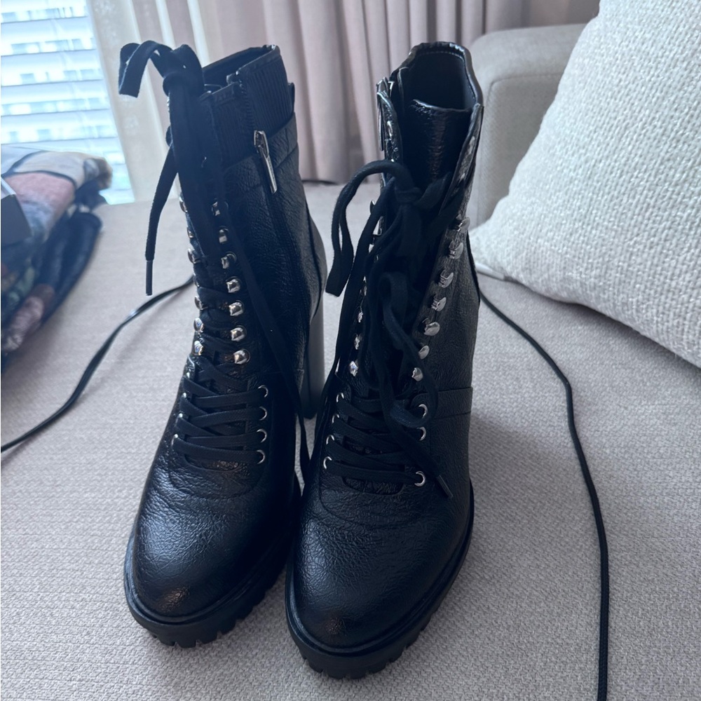 Vince Camuto Black Lace-Up Boots - Picture 4 of 4